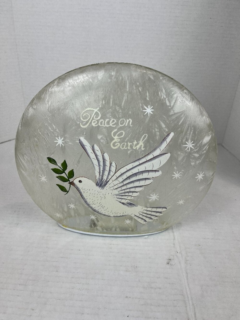 Holiday Battery powered Lighted Dome, "Peace on Earth", with Dove
